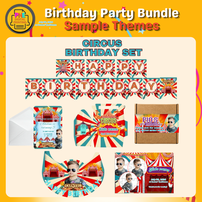 10-pc Birthday Bundle (Party Hats, Gable Boxes, Invitation Cards, Souvenirs, and a Banner)