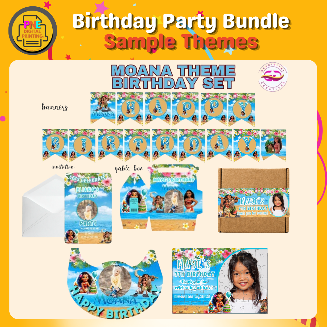 10-pc Birthday Bundle (Party Hats, Gable Boxes, Invitation Cards, Souvenirs, and a Banner)