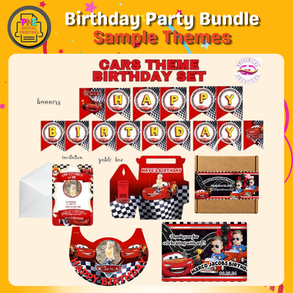 10-pc Birthday Bundle (Party Hats, Gable Boxes, Invitation Cards, Souvenirs, and a Banner)