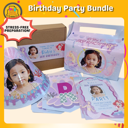 10-pc Birthday Bundle (Party Hats, Gable Boxes, Invitation Cards, Souvenirs, and a Banner)