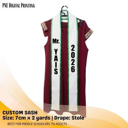 2-yard Custom Wrap Around Sash Shoulder Sash Stole for Pageants and Event Awarding