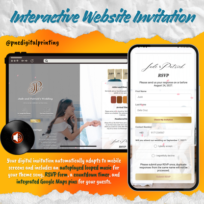 Wedding Digital Invitation complete as website with RSVP form
