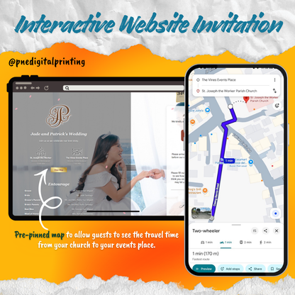 Wedding Digital Invitation complete as website with RSVP form