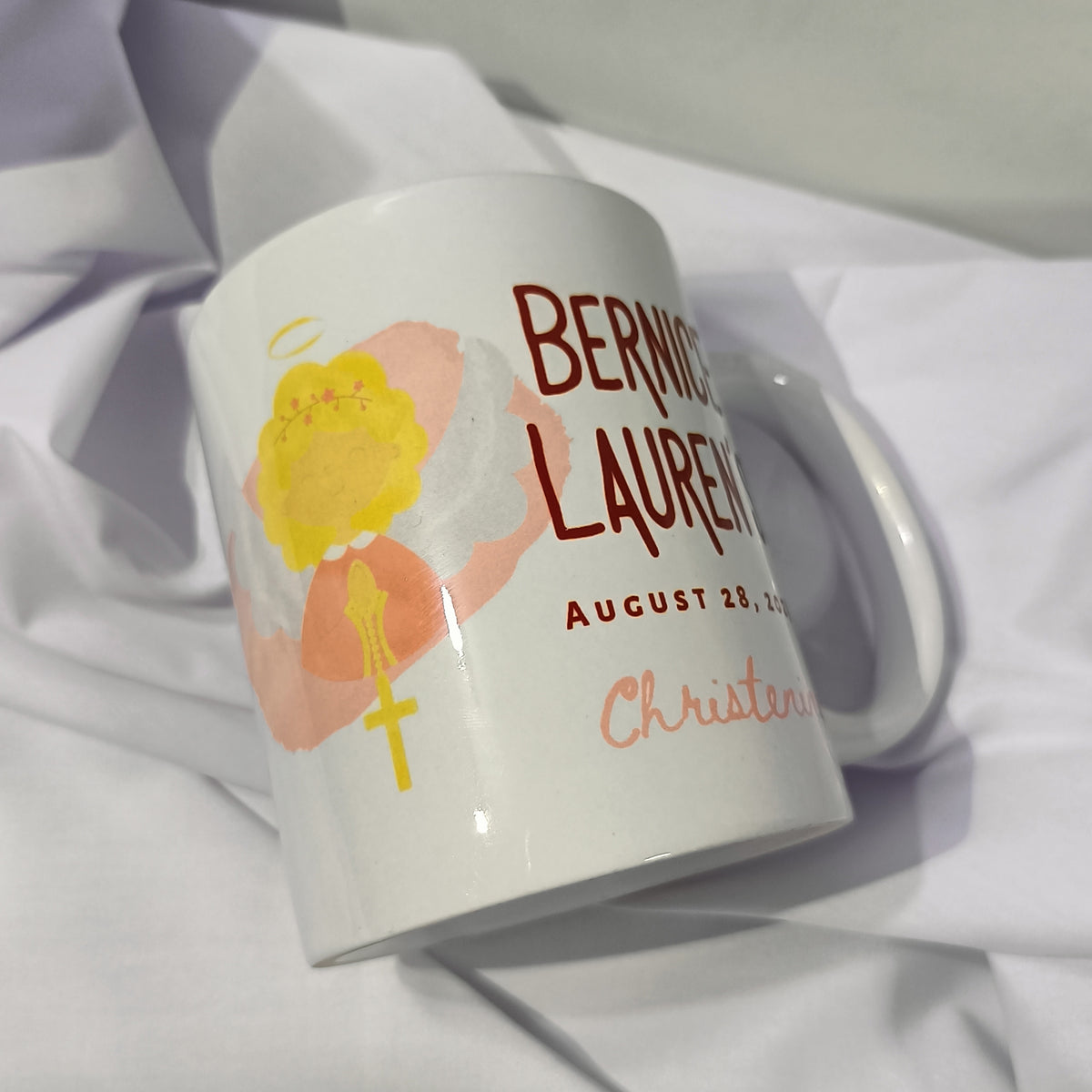 Custom 11 oz White Mug Souvenir for Birthdays, Debut, Wedding, and Christening