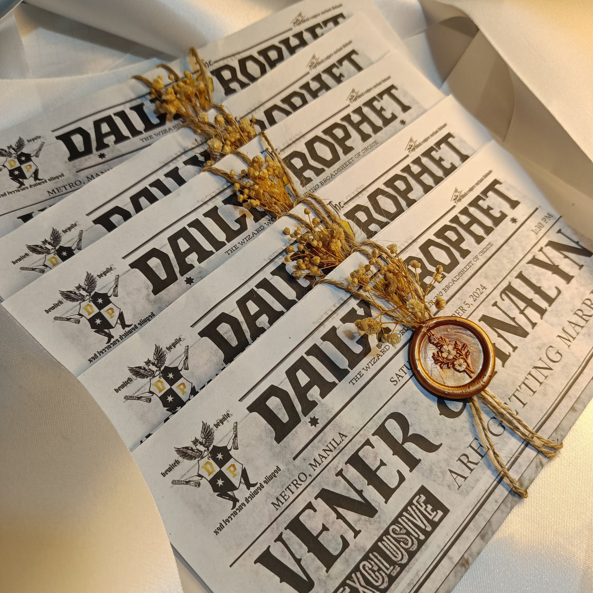 Newspaper Themed Wedding and Birthday Invitation (Harry Potter Daily Prophet available) Sold by bulk